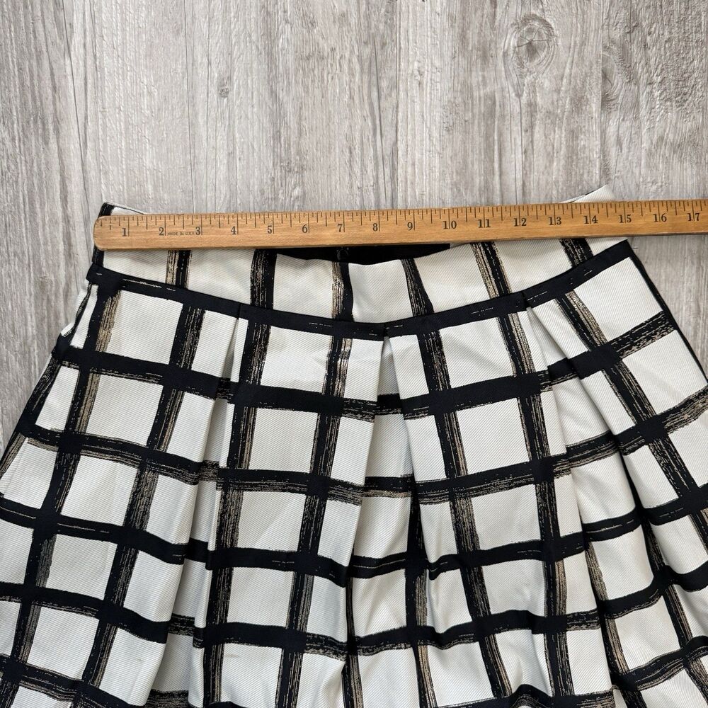 Eliza J 10 Metallic Grid Plaid Pleated Midi Skirt Black Gold Whimsigoth Holiday - Picture 6 of 9